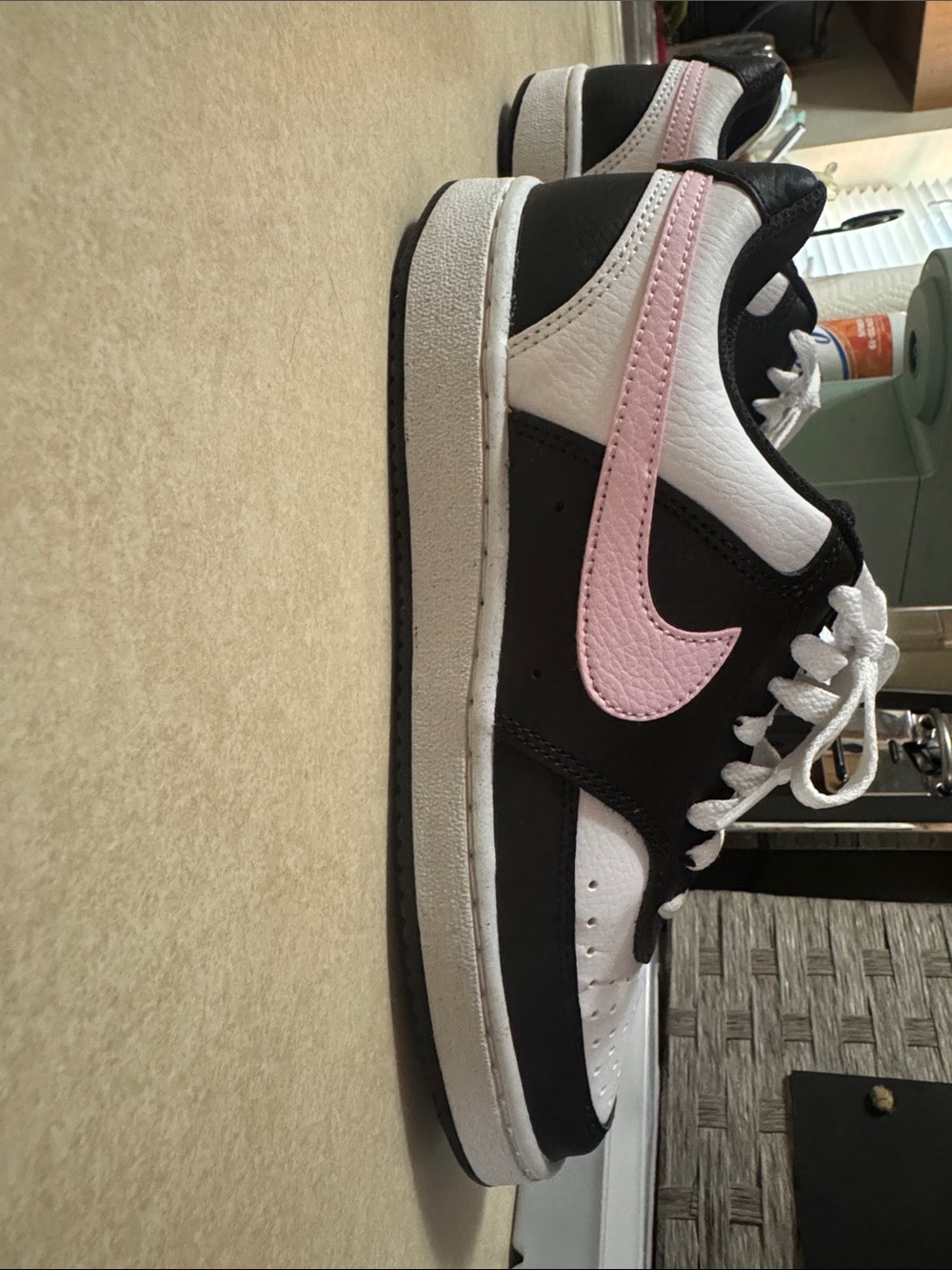 Nike Black and White shoes with Pink Swoosh